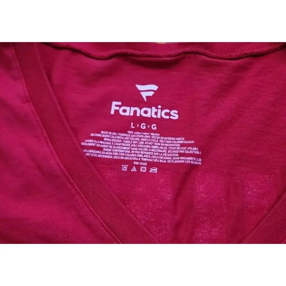 FANATICS D.C. UNITED SHIRT WOMENS LARGE RED SPIRIT JERSEY V-NECK MLS SOCCER